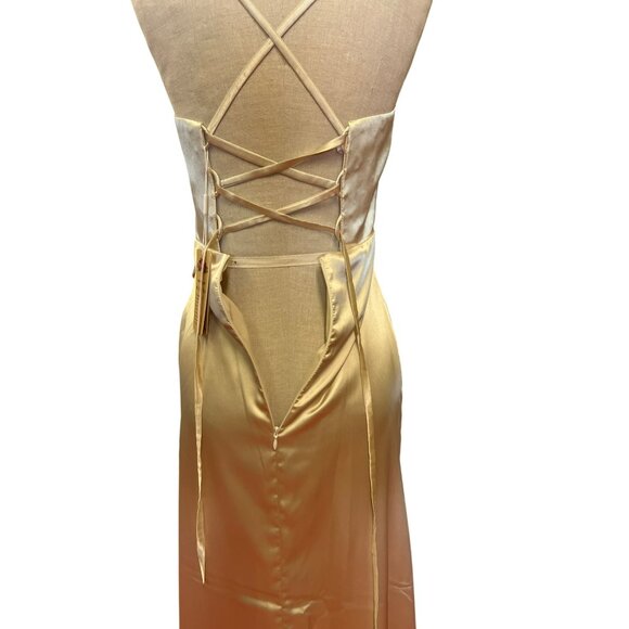 Lindo Noiva Elegant Satin Evening Gown Bridal Bride Corset Formal Prom Homecomin - Picture 3 of 14